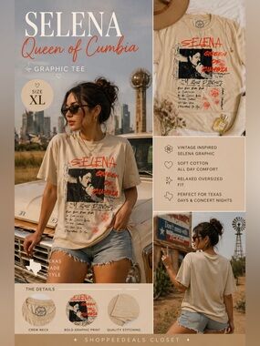 Selena Queen of Cumbia Graphic Tee XL Beige Vintage Style